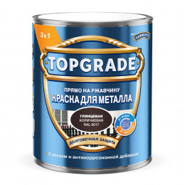 Краска для металла Topgrade гладкая глянцевая коричневая RAL 8017 0.75 л
